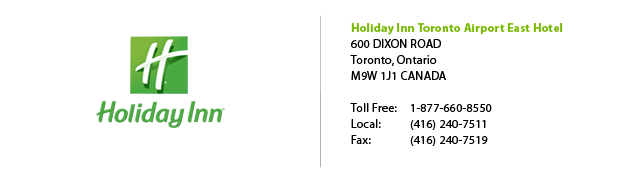 Holiday Inn Toronto Airport East | (416) 240-7511 | 600 Dixon Road, Toronto, Ontario M9W 1J1